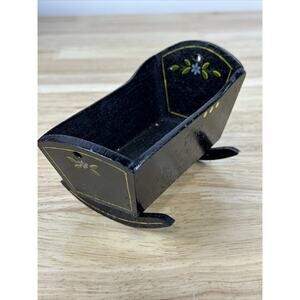 Pennsylvania Dutch Handmade Painted Dollhouse Miniature Rocking Baby Cradle Bed